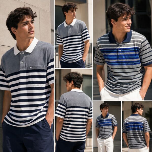 MENS STRIPES MATTY COLLAR TSHIRTS